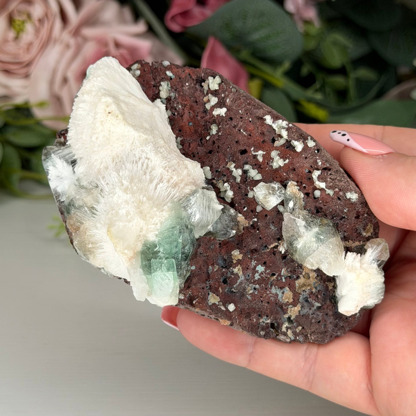 Green Apophyllite With Mordenite AQ