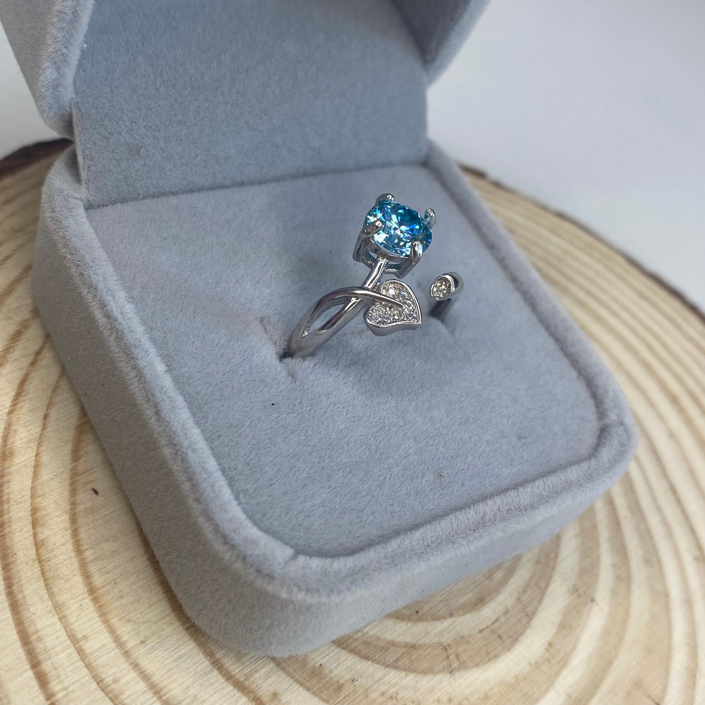 Blue Moissanite S925 Adjustable Ring