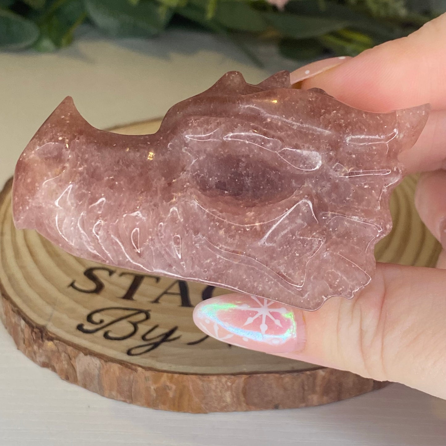 Strawberry Quartz Dragon Head