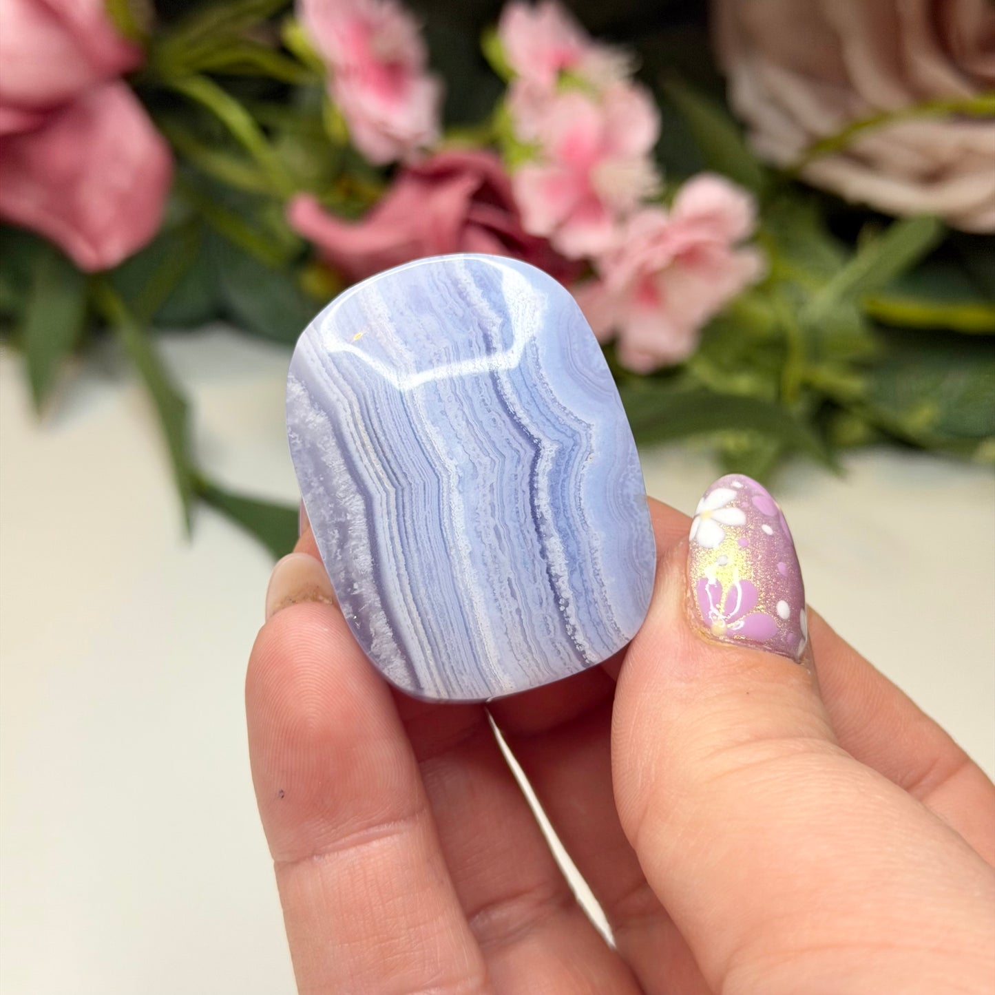 Blue Lace Agate Hearts & Palms