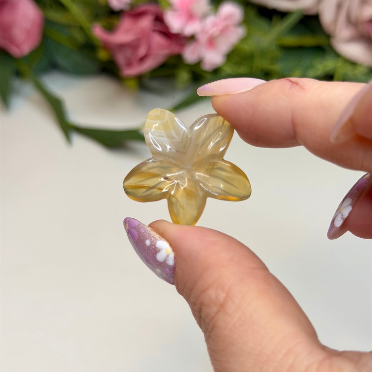 Agate Flower Mini Sphere Holder