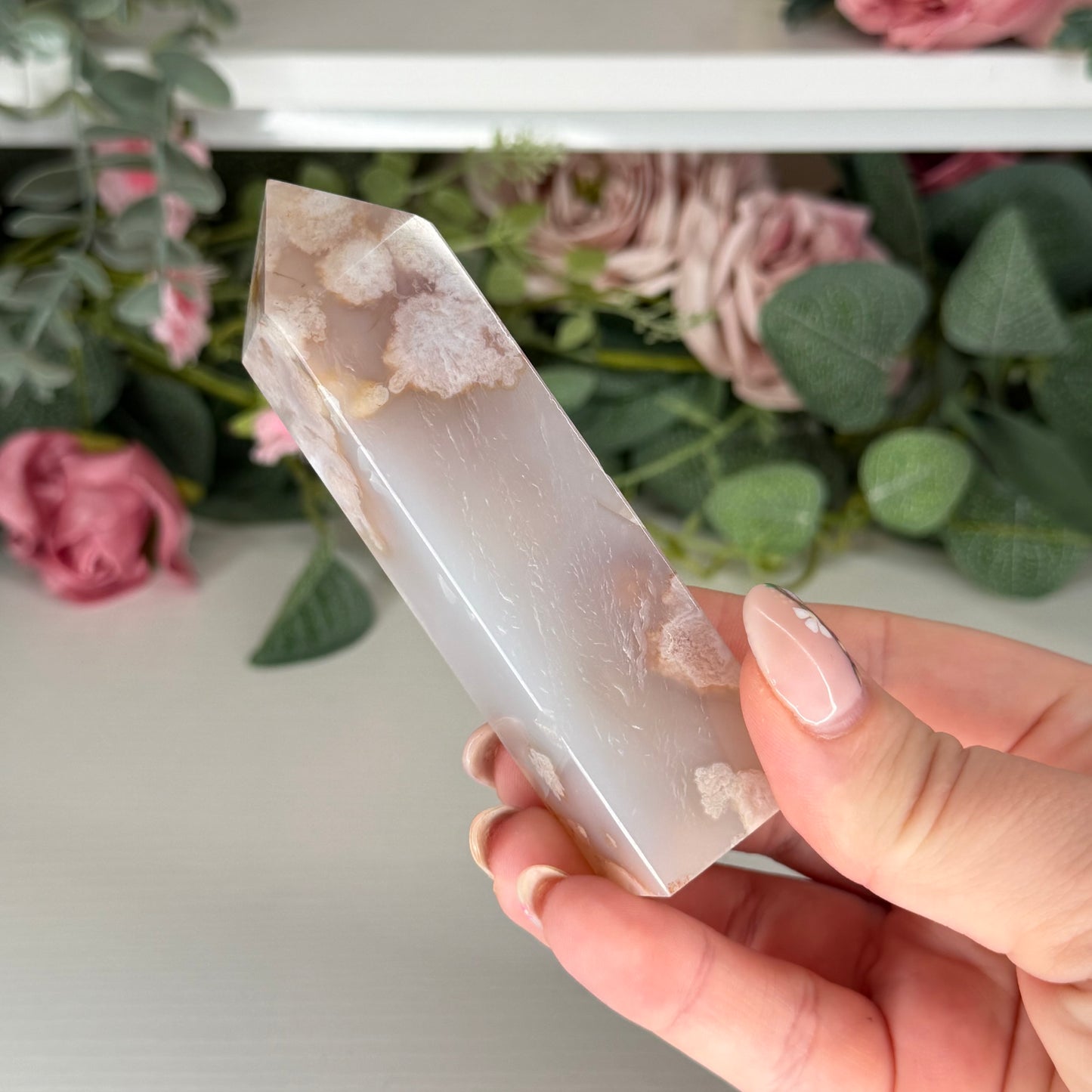 Pink Amethyst With Flower Agate Towers