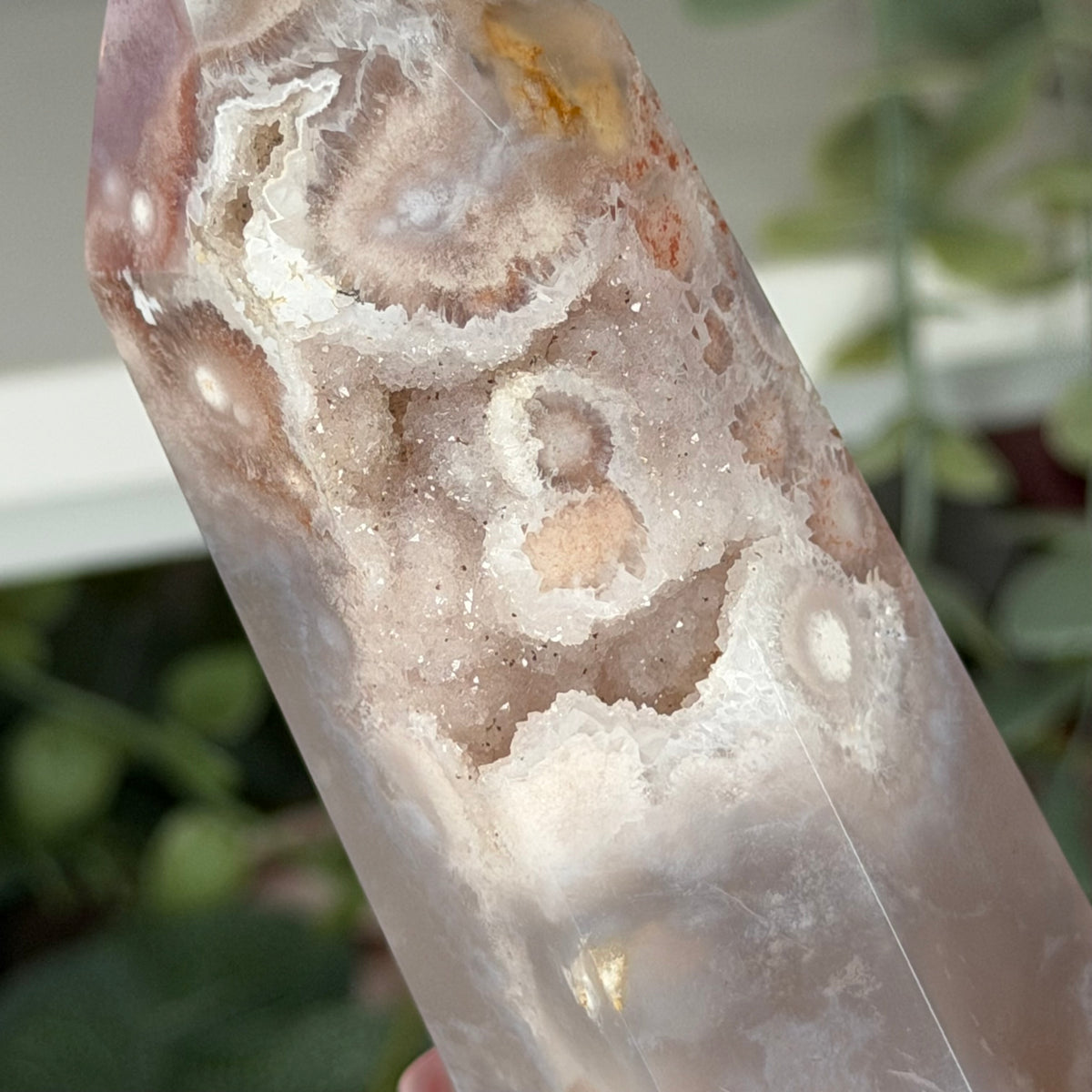 Pink Amethyst With Flower Agate Tower F