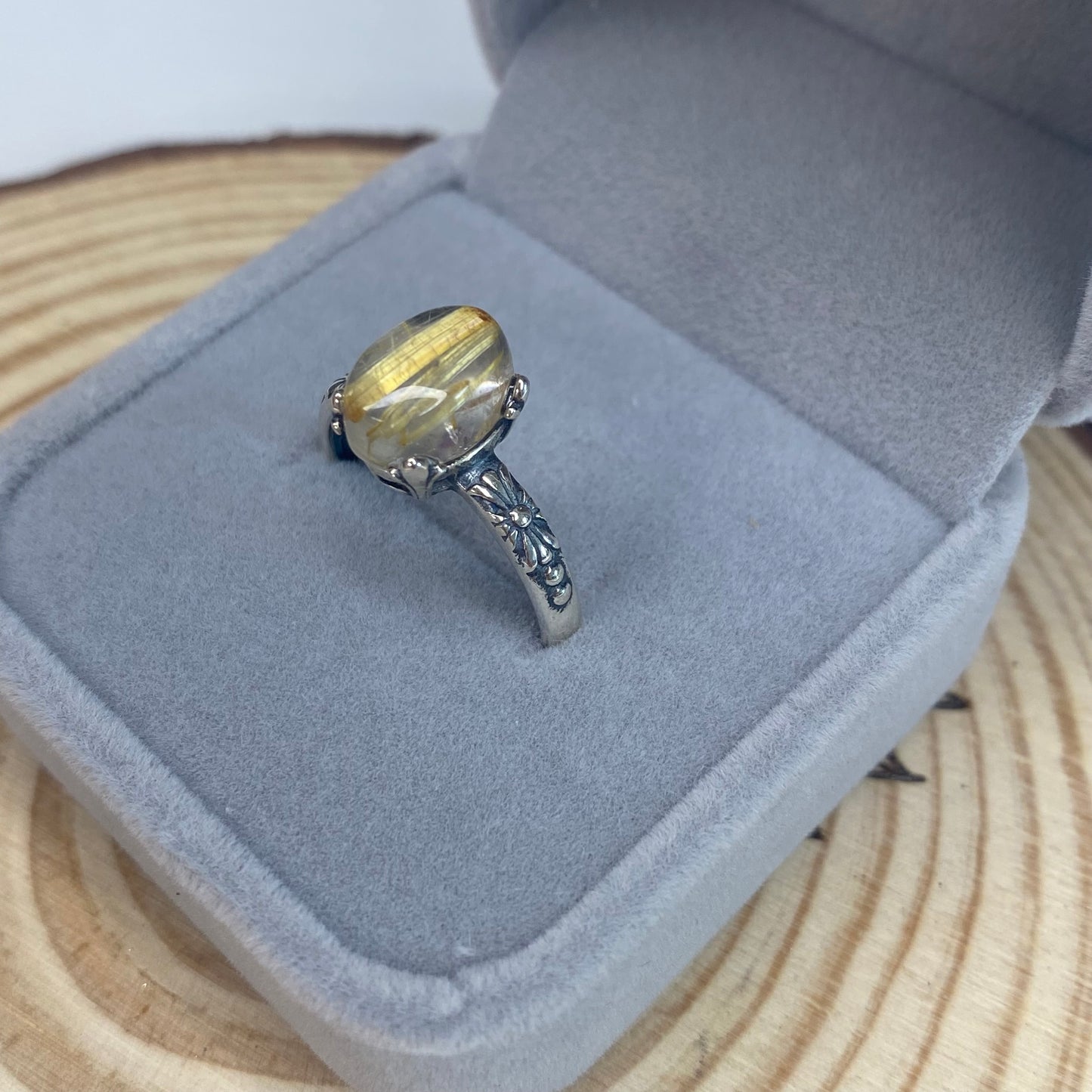 Golden Rutile S925 Adjustable Ring
