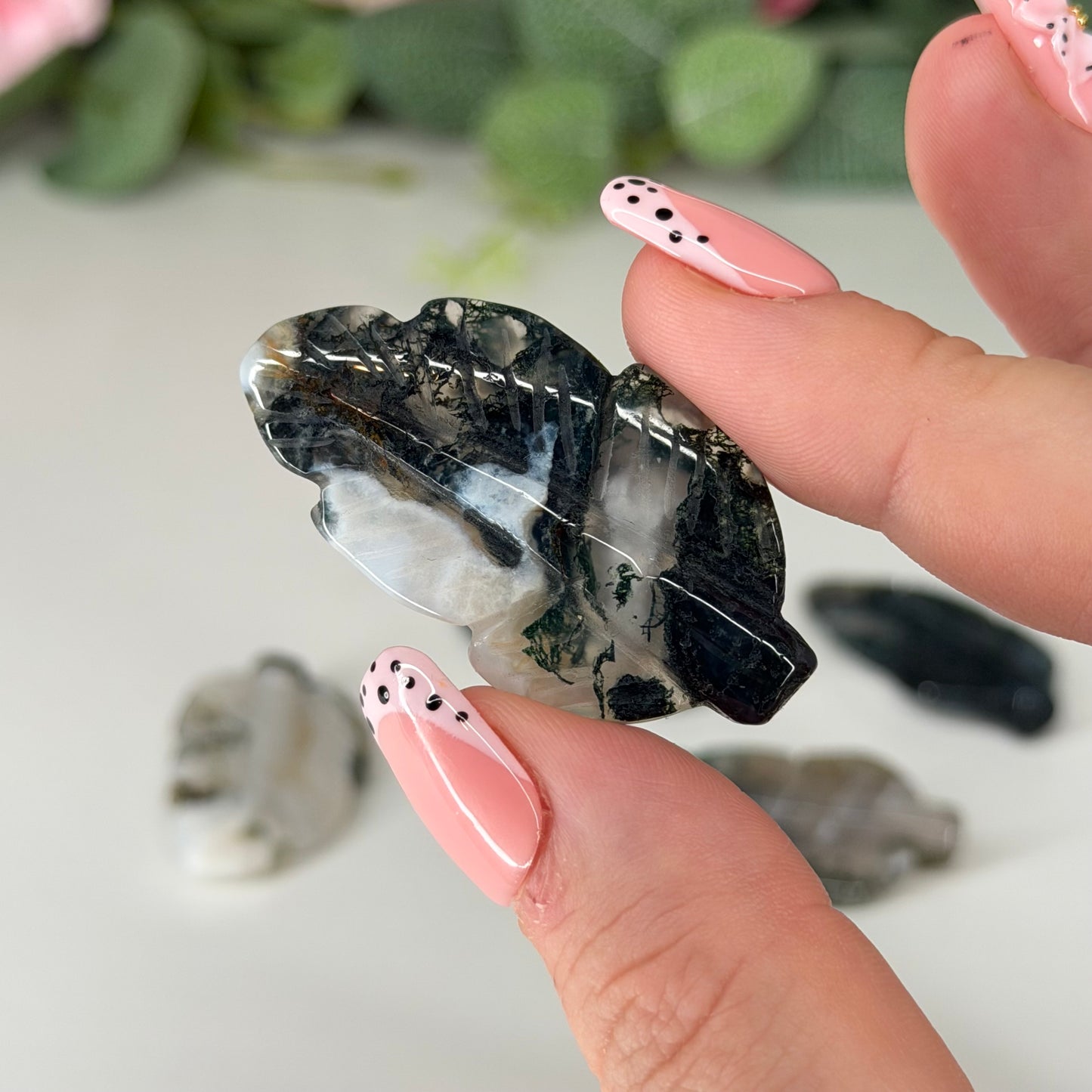Moss Agate Feather