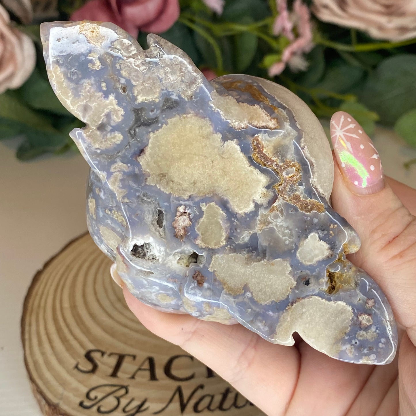 Blue Flower Agate Rose