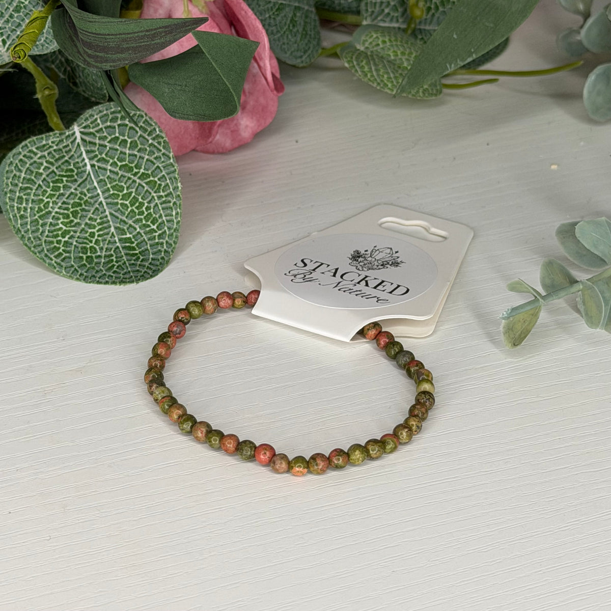 Unakite Bracelet (4mm)