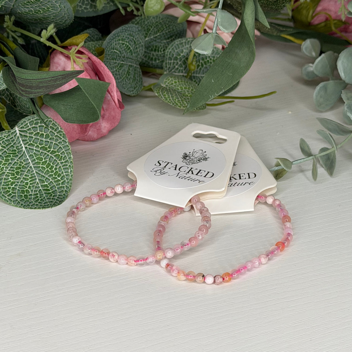 Flower Agate Bracelet (4mm)