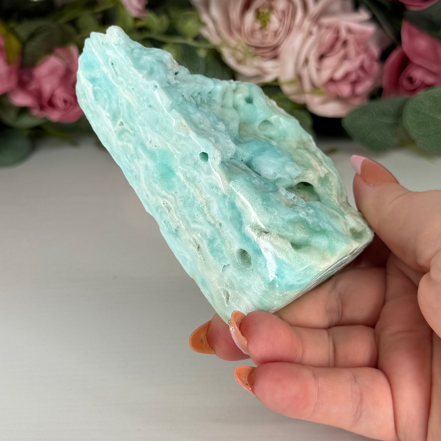 Blue Aragonite Half Polished Freeform