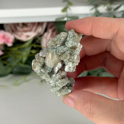 Champagne Heulandite With Celadonite