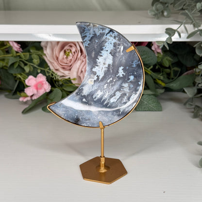 Blue Plume Agate Moon B