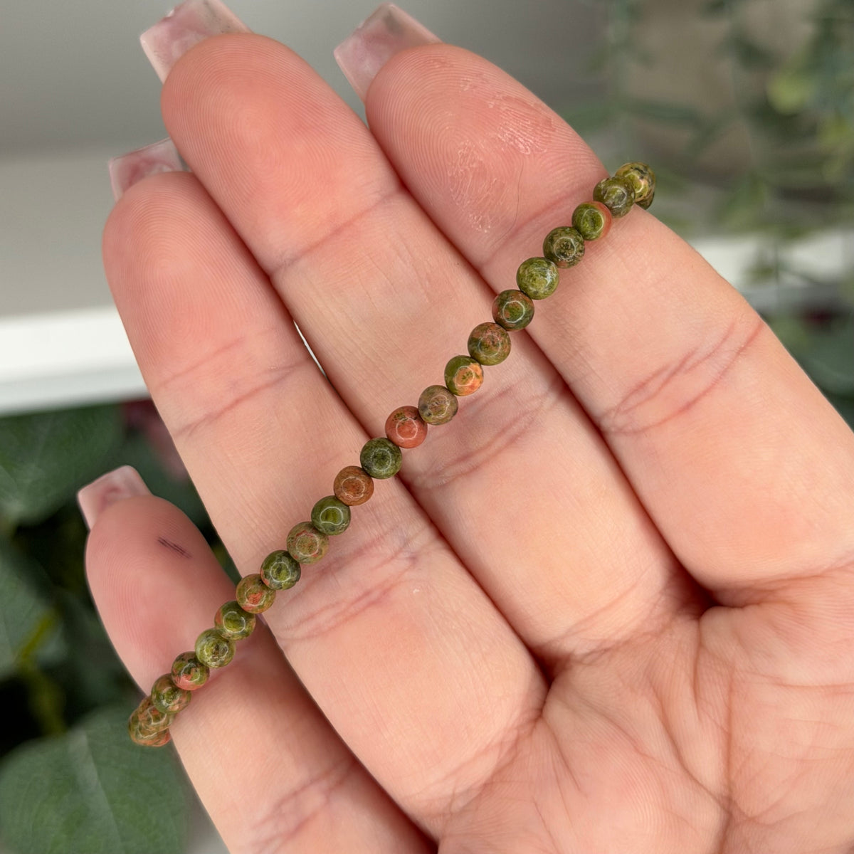 Unakite Bracelet (4mm)