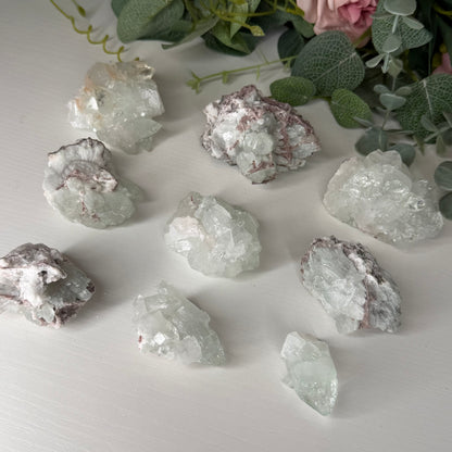Green Apophyllite With Pink Chalcedony