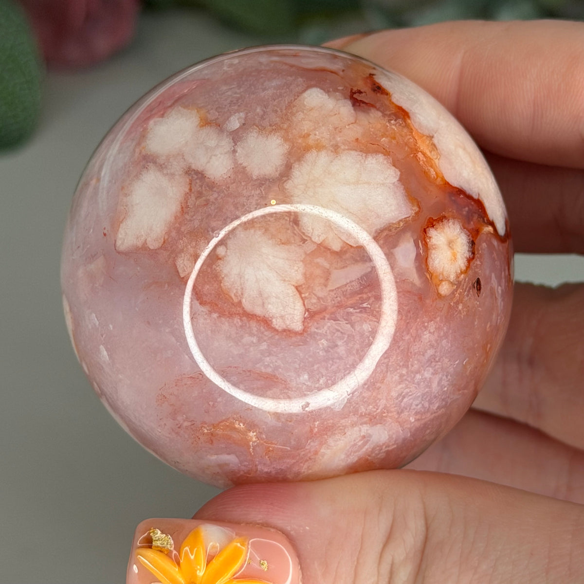 Carnelian Flower Agate Sphere E