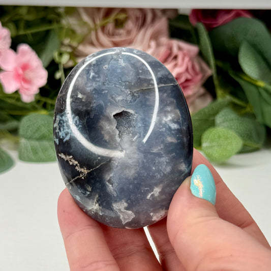 Blue Plume Agate Palmstones
