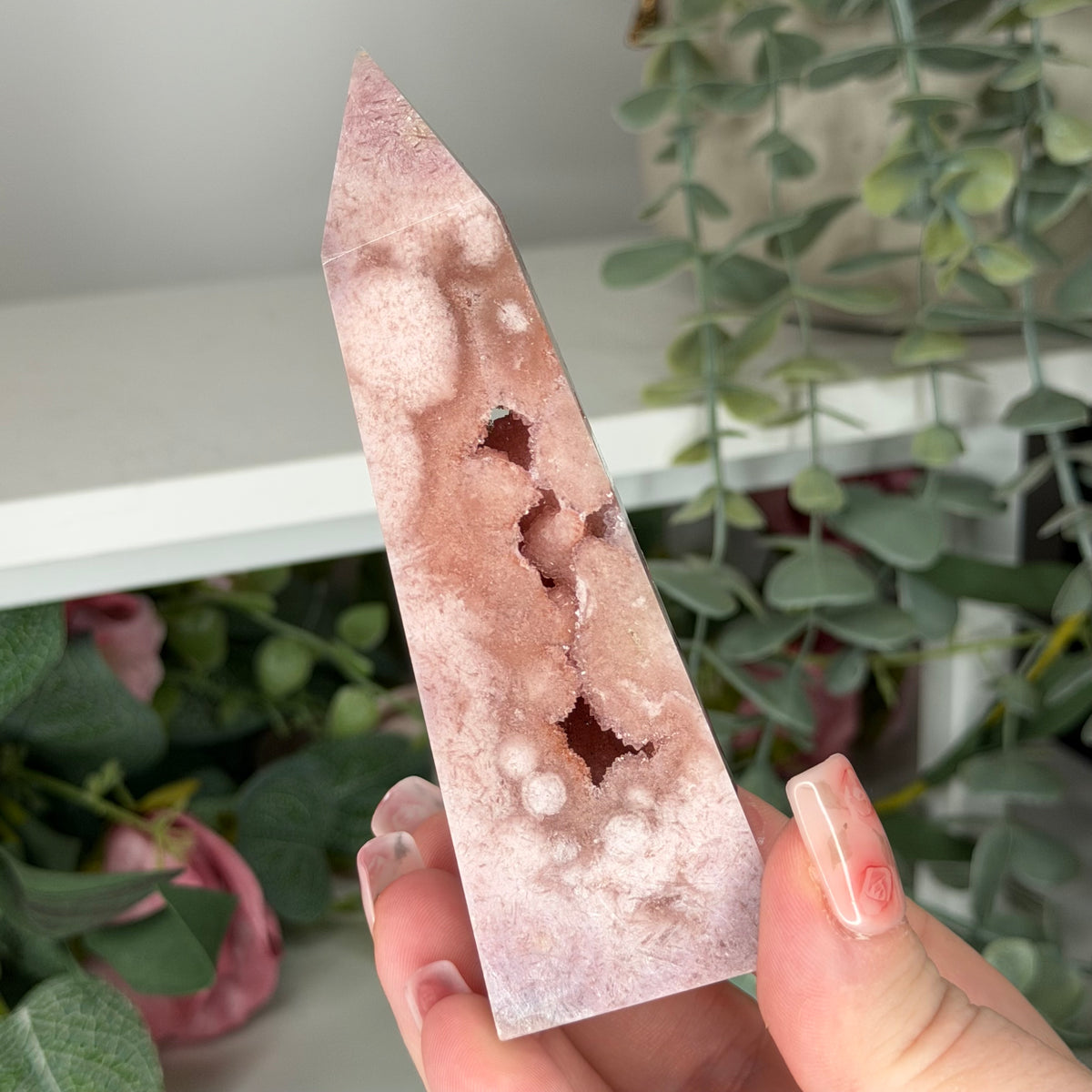 Pink Anethyst With Flower Agate E