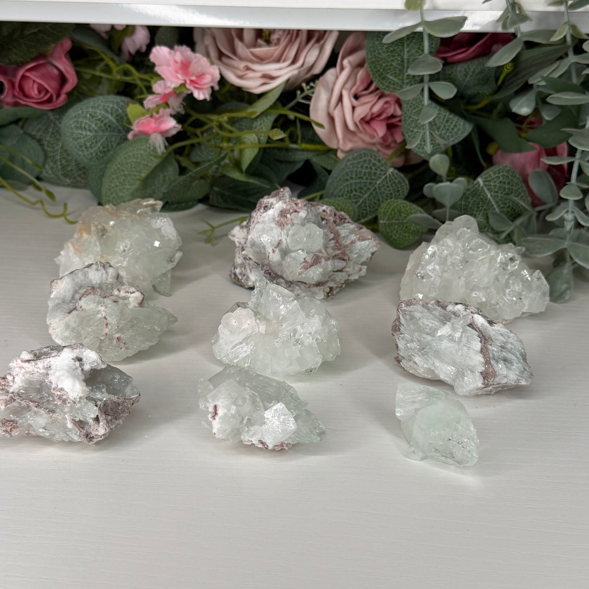 Green Apophyllite With Pink Chalcedony