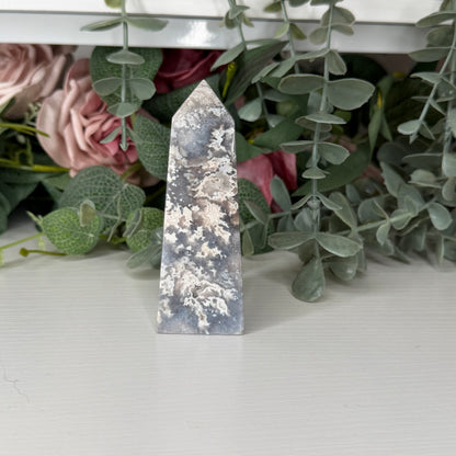 Blue Plume Agate Tower