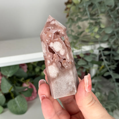 Pink Amethyst With Flower Agate Tower C