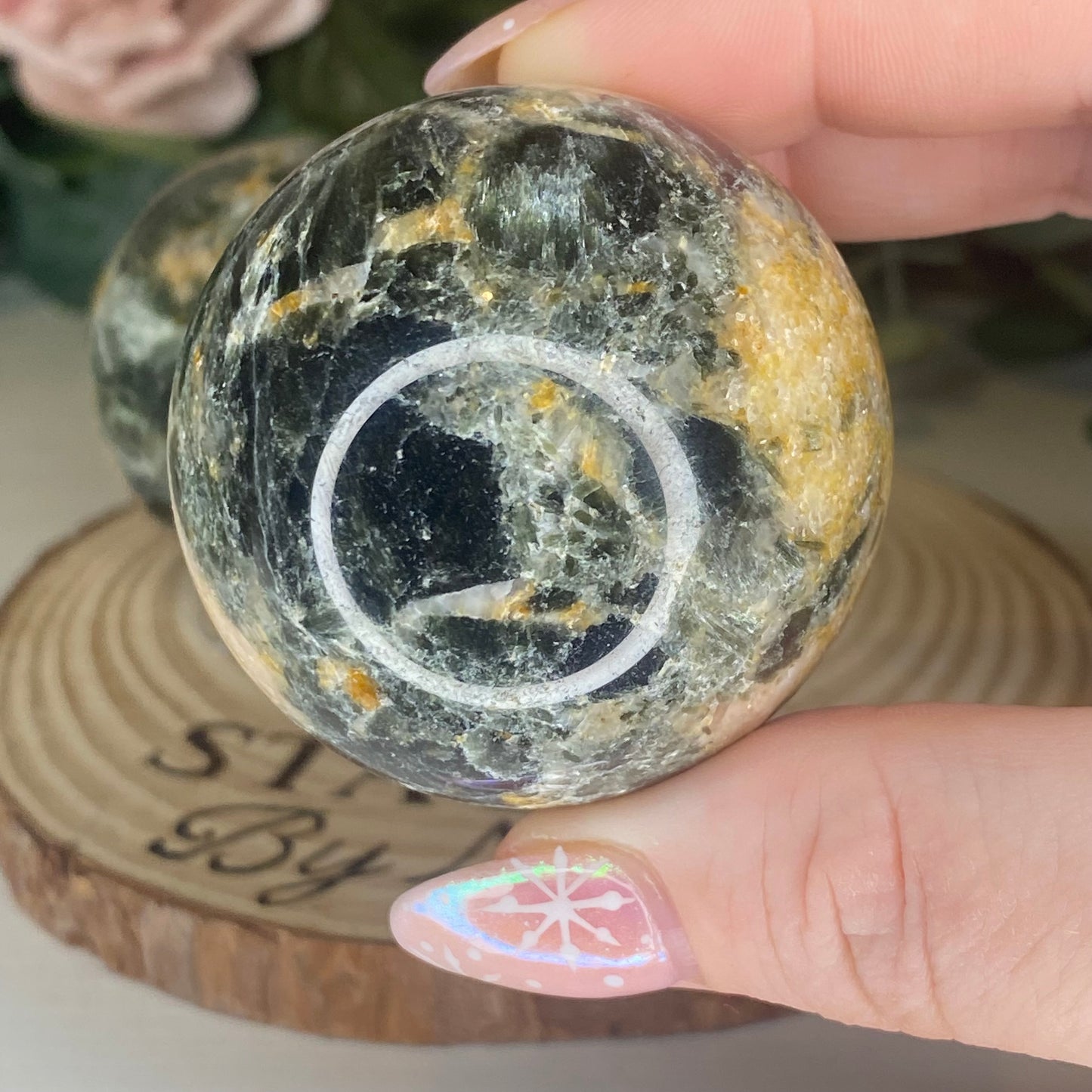 Seraphinite and Sunstone Sphere