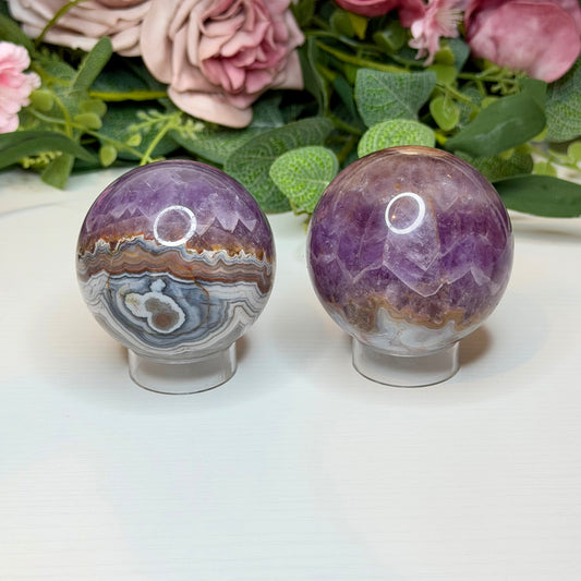 Amethyst with Lace Agate Spheres
