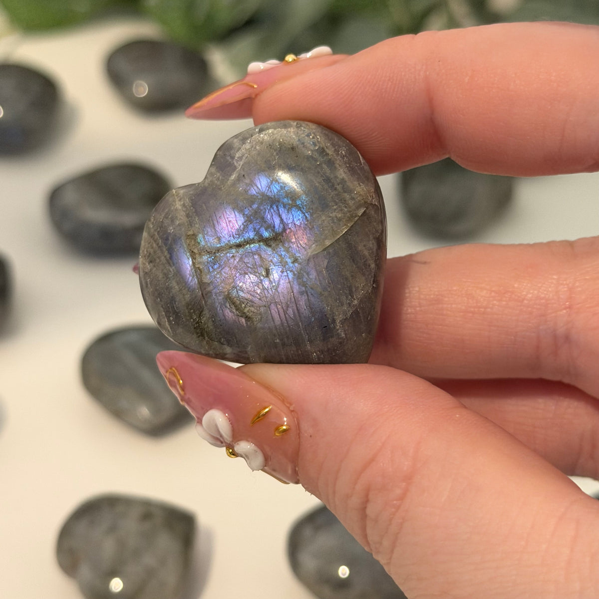 Sunset Labradorite Hearts