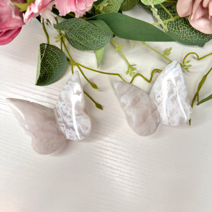 White Plume Agate 3D Butterflies