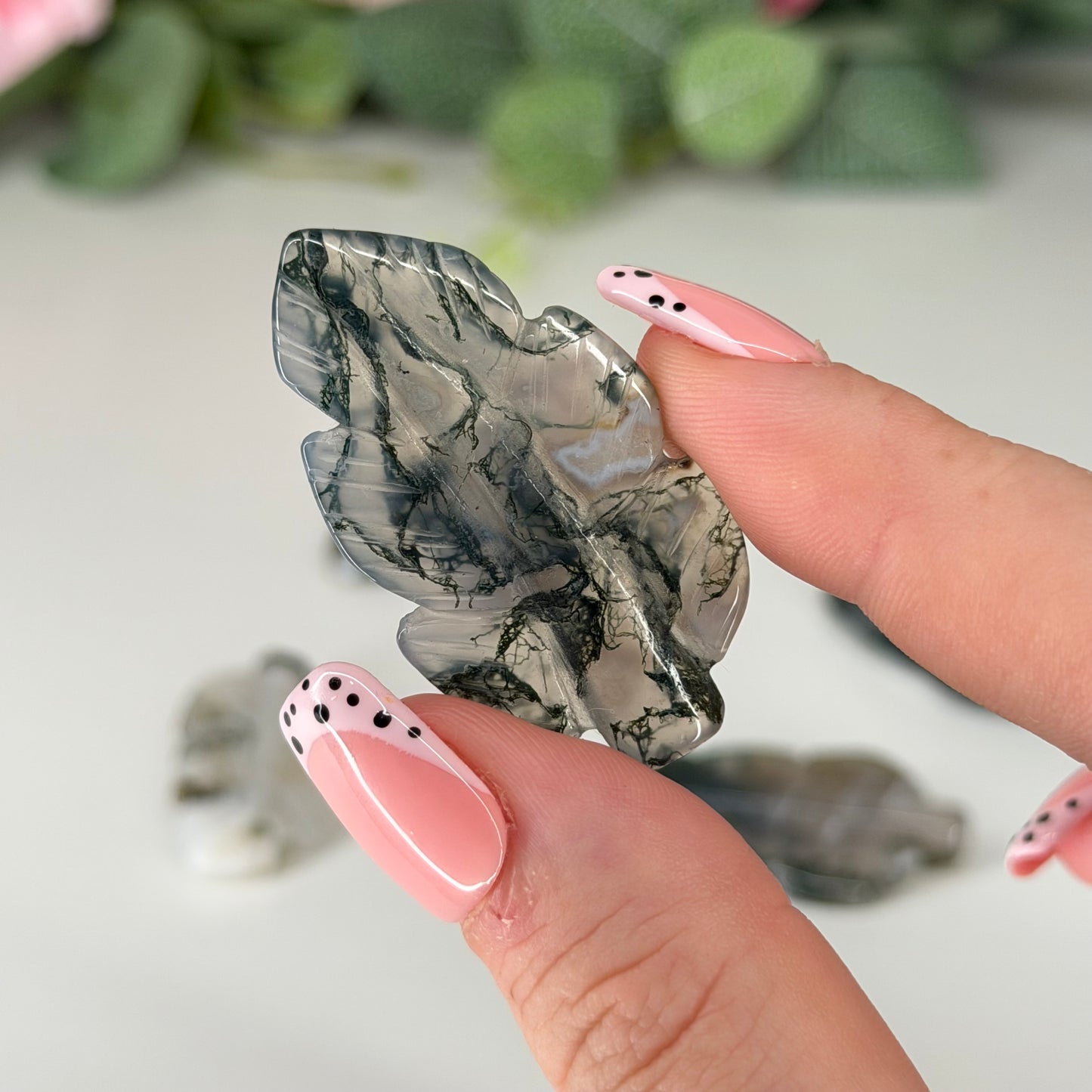 Moss Agate Feather