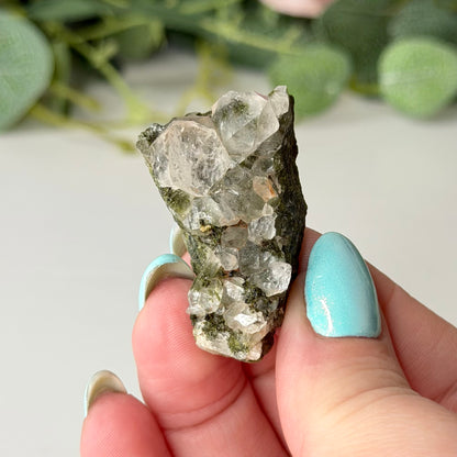 Small Epidote With Quartz Clusters