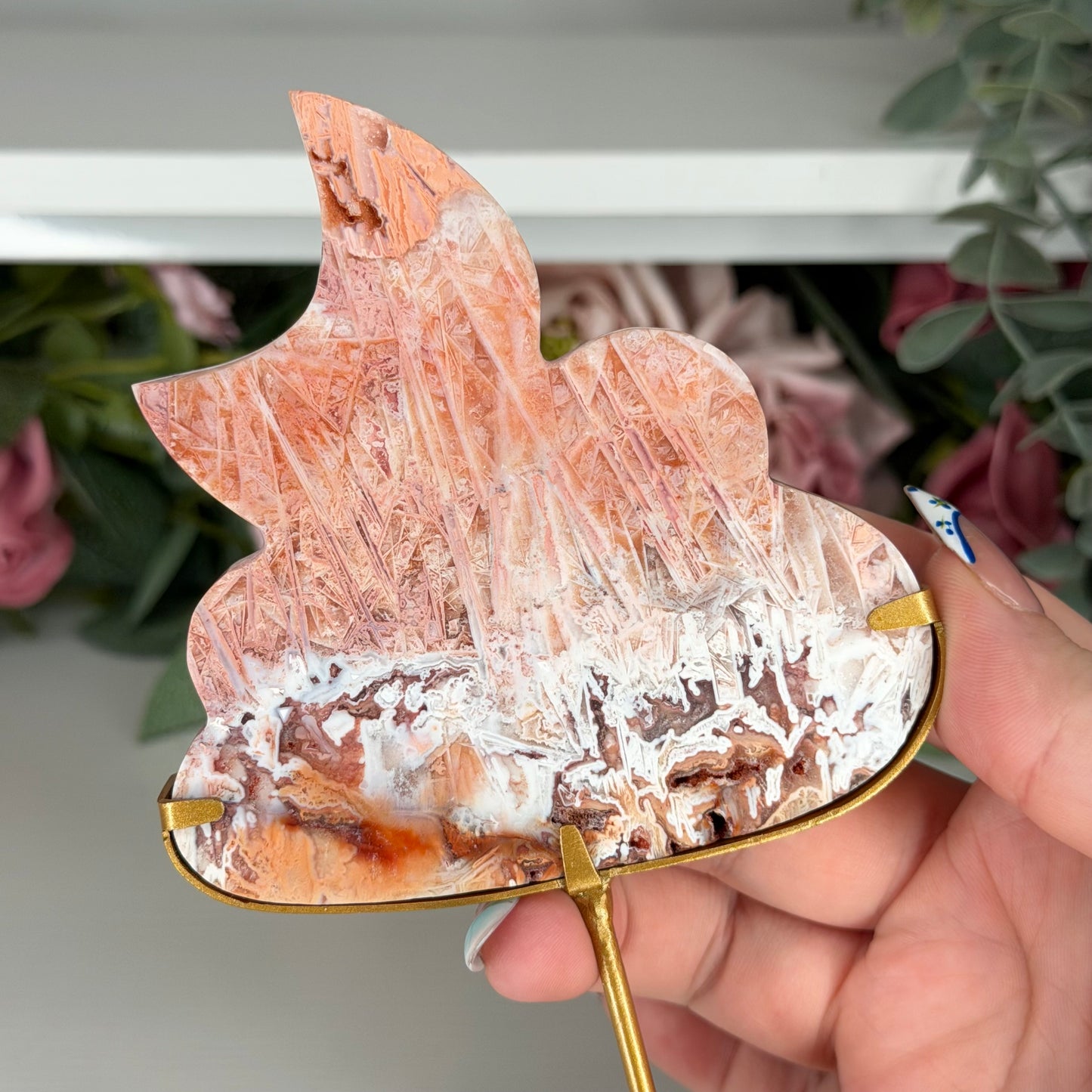 Pink Stick Agate Cloud With Moon A