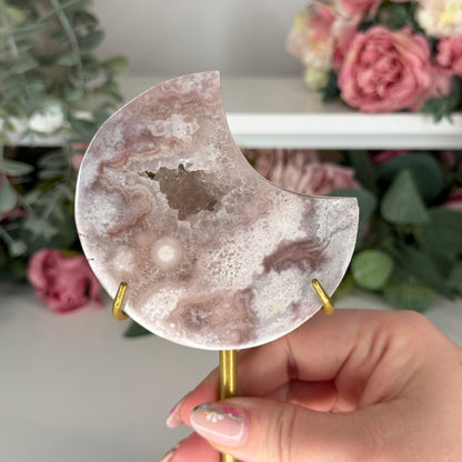 Pink Amethyst With Flower Agate Moons
