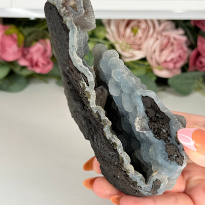 Blue Chalcedony With Stilbite & Calcite 569g
