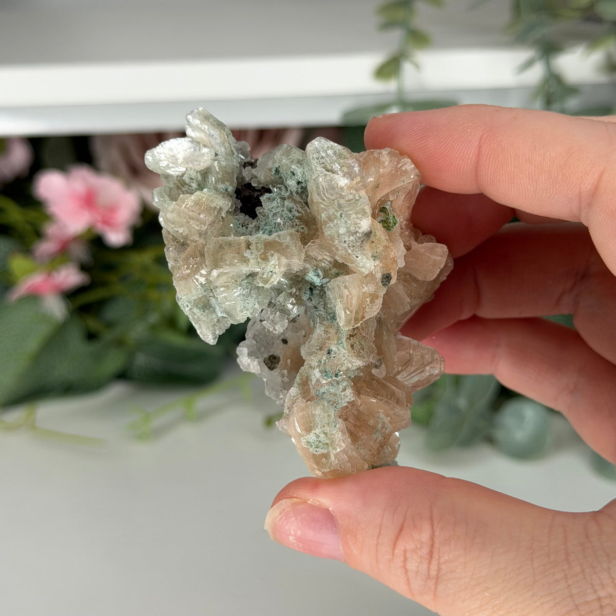 Champagne Heulandite With Celadonite