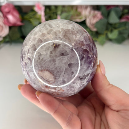 Large Amethyst With Flower Agate Sphere 1kg