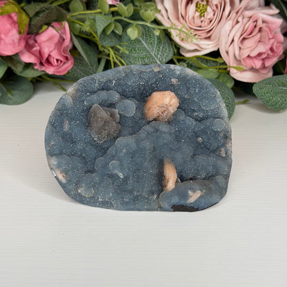 Blue Chalcedony With Stilbite & Calcite 612g