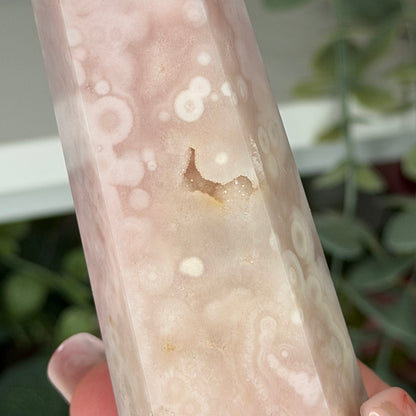 Pink Amethyst With Flower Agate Tower D