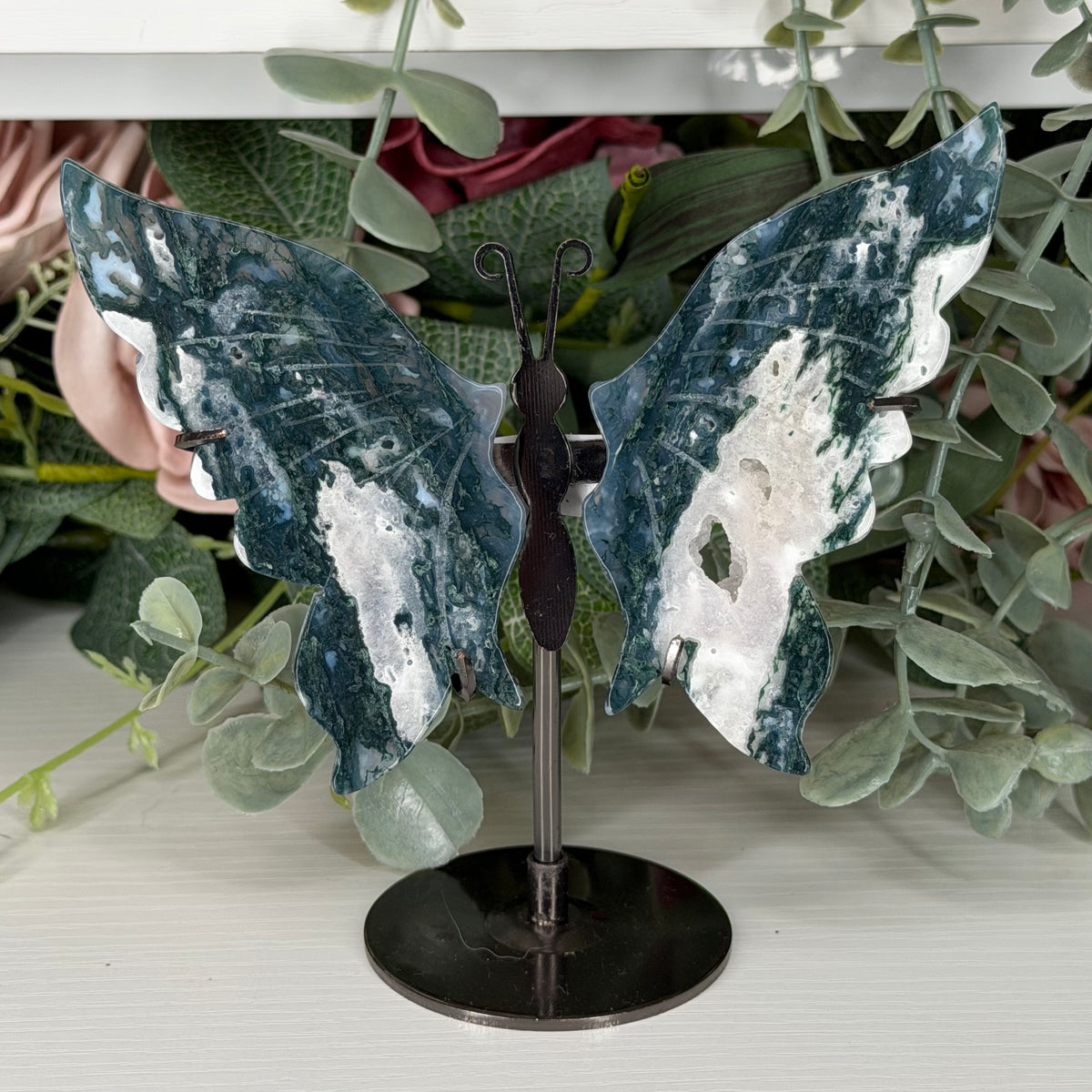 Moss Agate Butterfly Wings