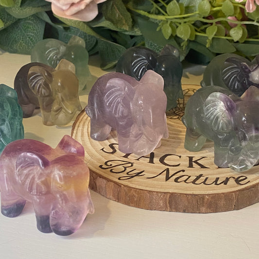 Fluorite Elephant Carvings