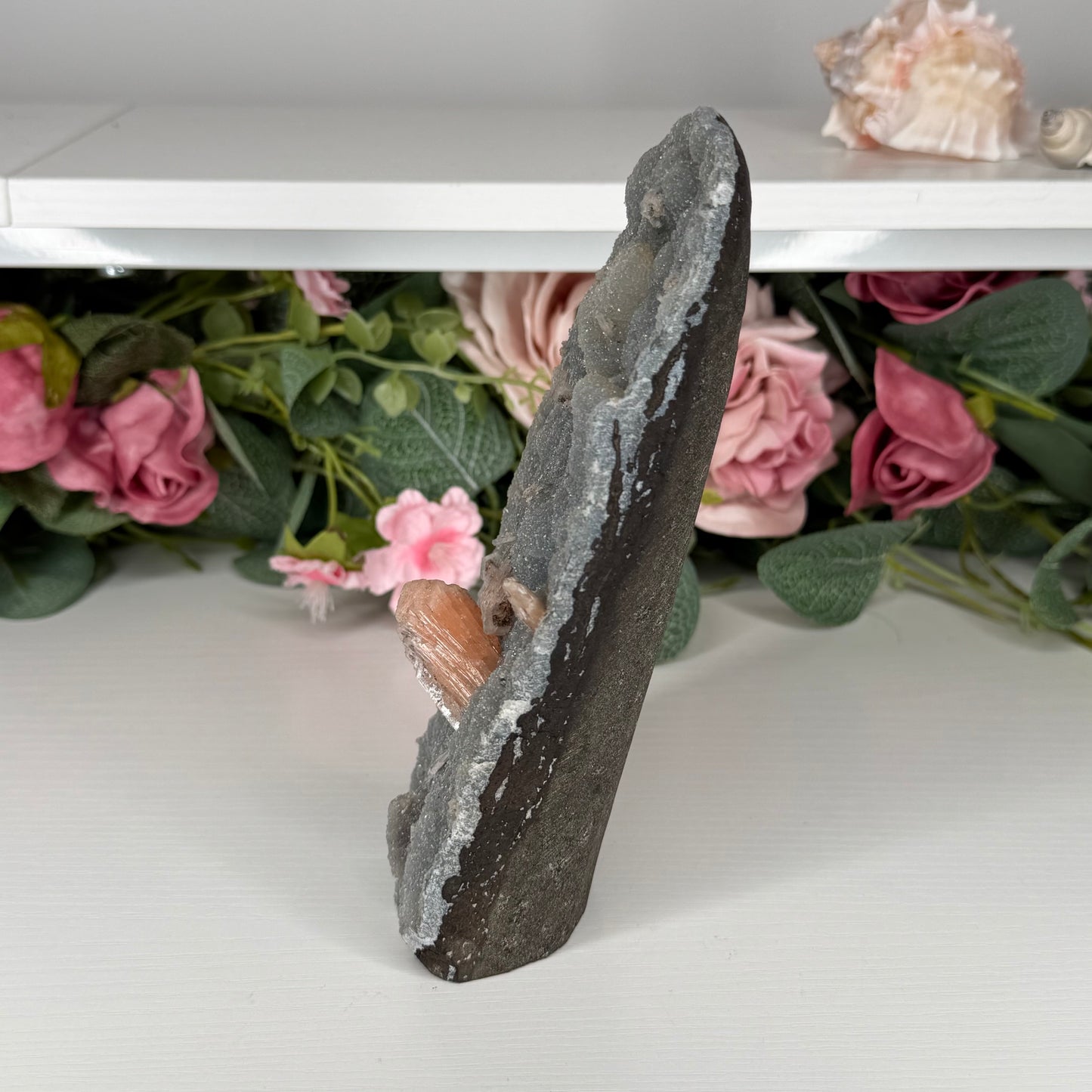 Blue Chalcedony With Stilbite & Calcite 696g