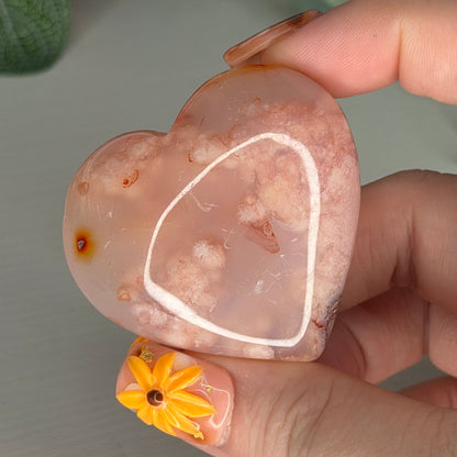 Carnelian Flower Agate Heart