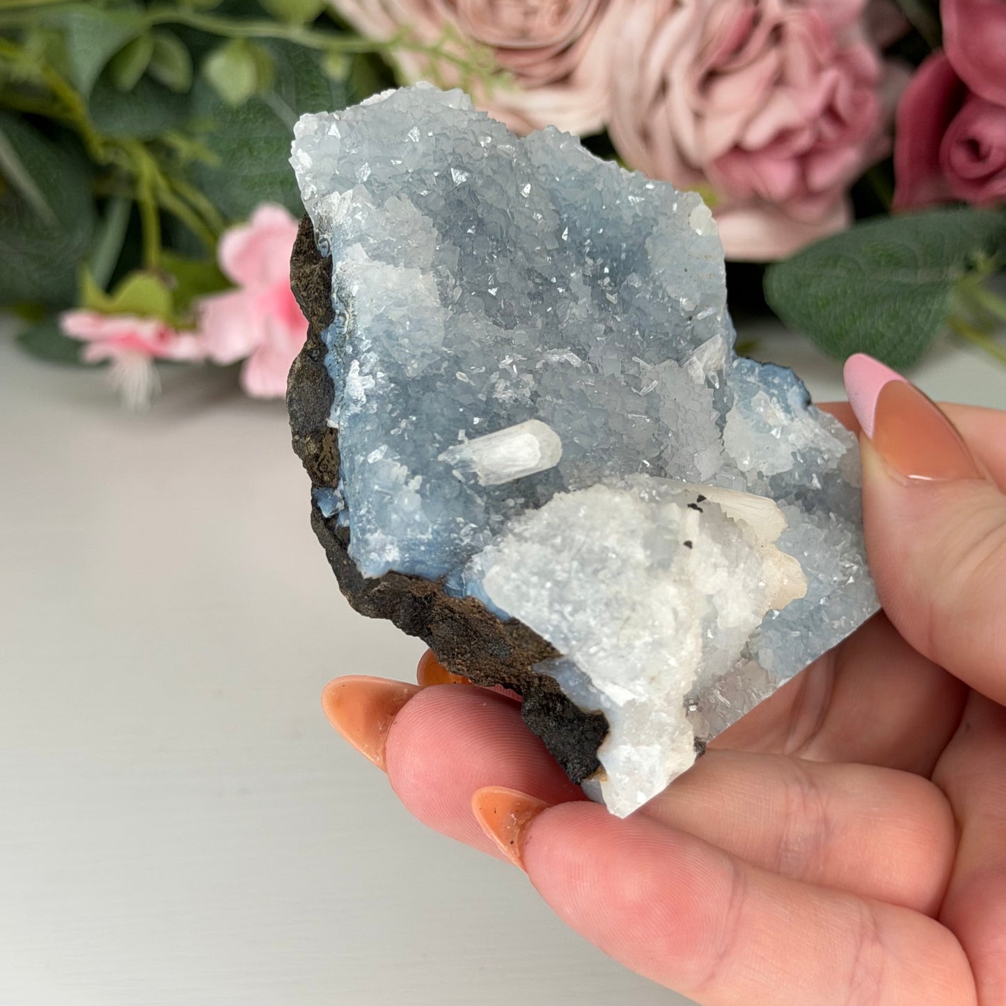 Blue Chalcedony With Stilbite