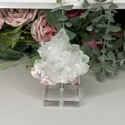 Green Apophyllite With Pink Chalcedony H
