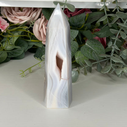 Agate Towers with Pink & Peach Druzy