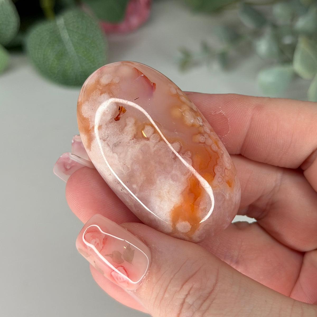Carnelian Flower Agate Palmstone