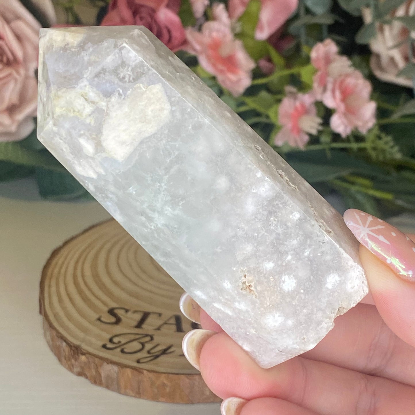 Flower Agate with Green Quartz Towers