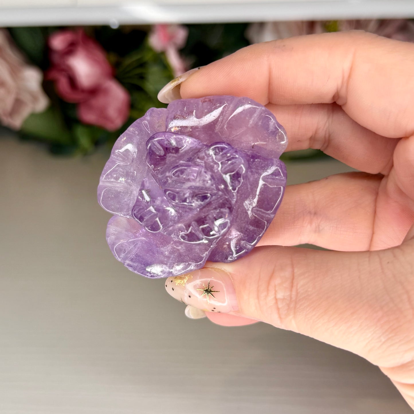 Amethyst Rose Carvings