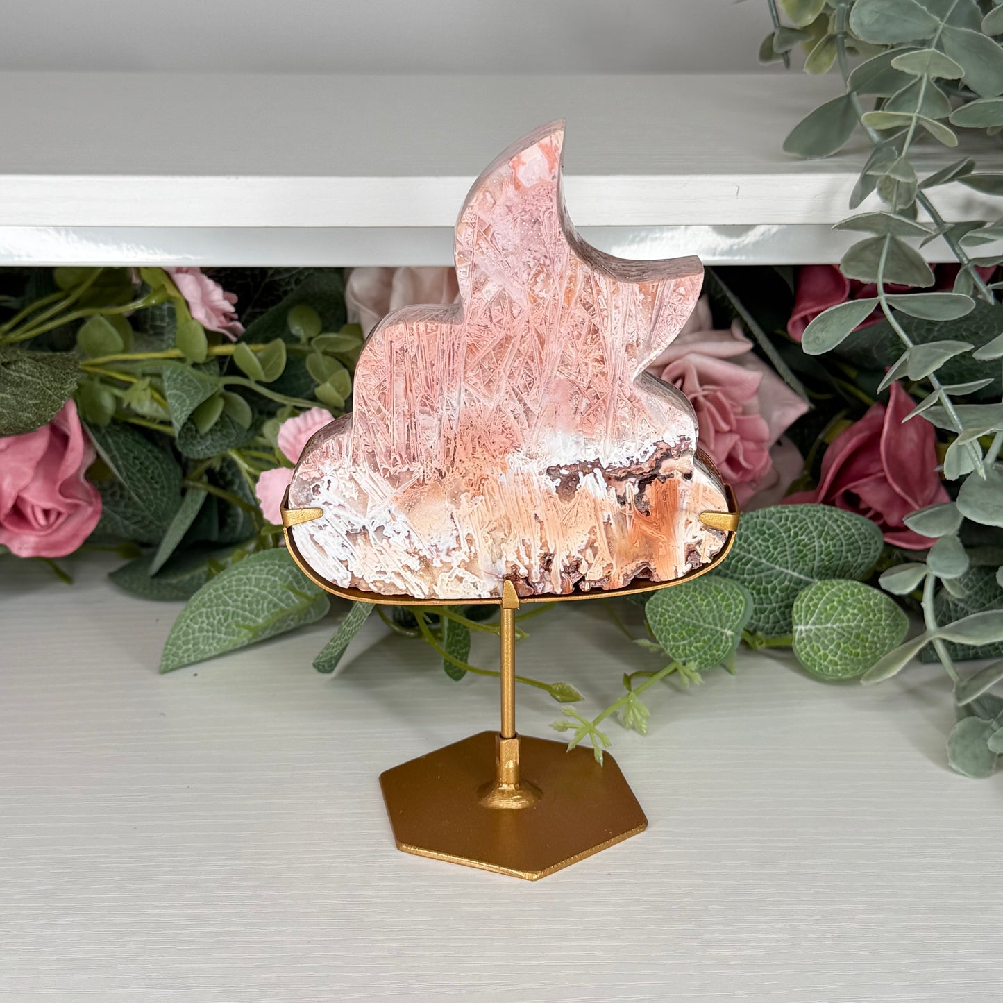 Pink Stick Agate Cloud With Moon C