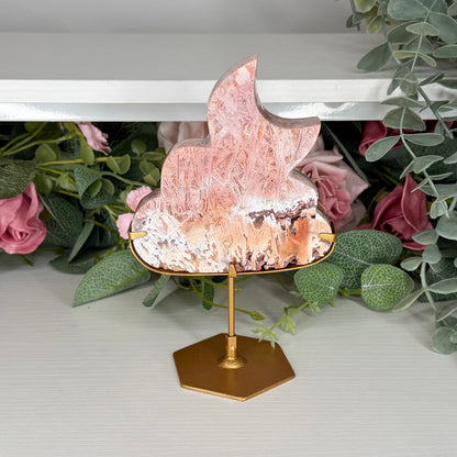 Pink Stick Agate Cloud With Moon C