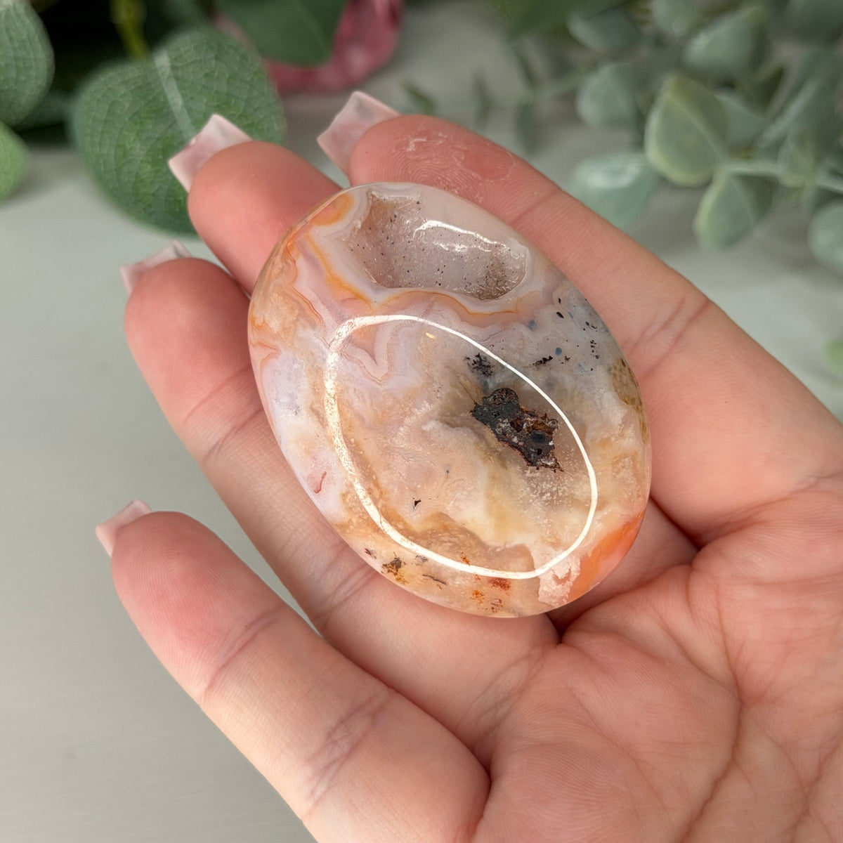 Carnelian Flower Agate Palmstone