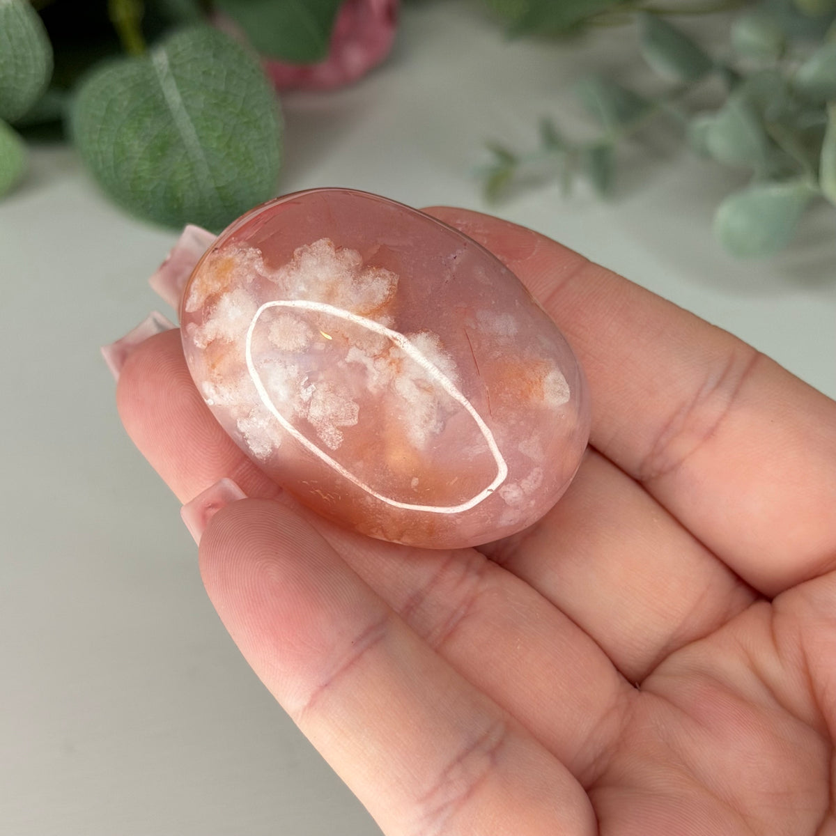 Carnelian Flower Agate Palmstone